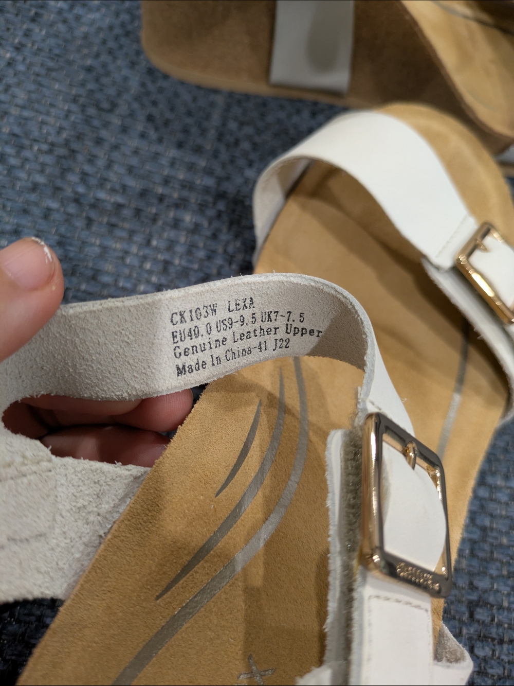 Aetrex White Wedge Sandals with Gold Buckles - Picture 5 of 5